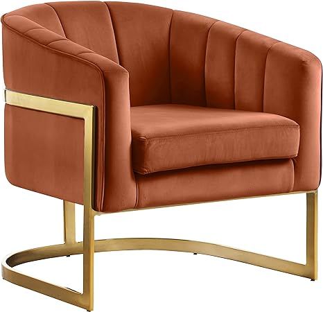 Meridian Furniture Carter Collection Modern | Contemporary Upholstered Velvet Barrel Accent Chair... | Amazon (US)
