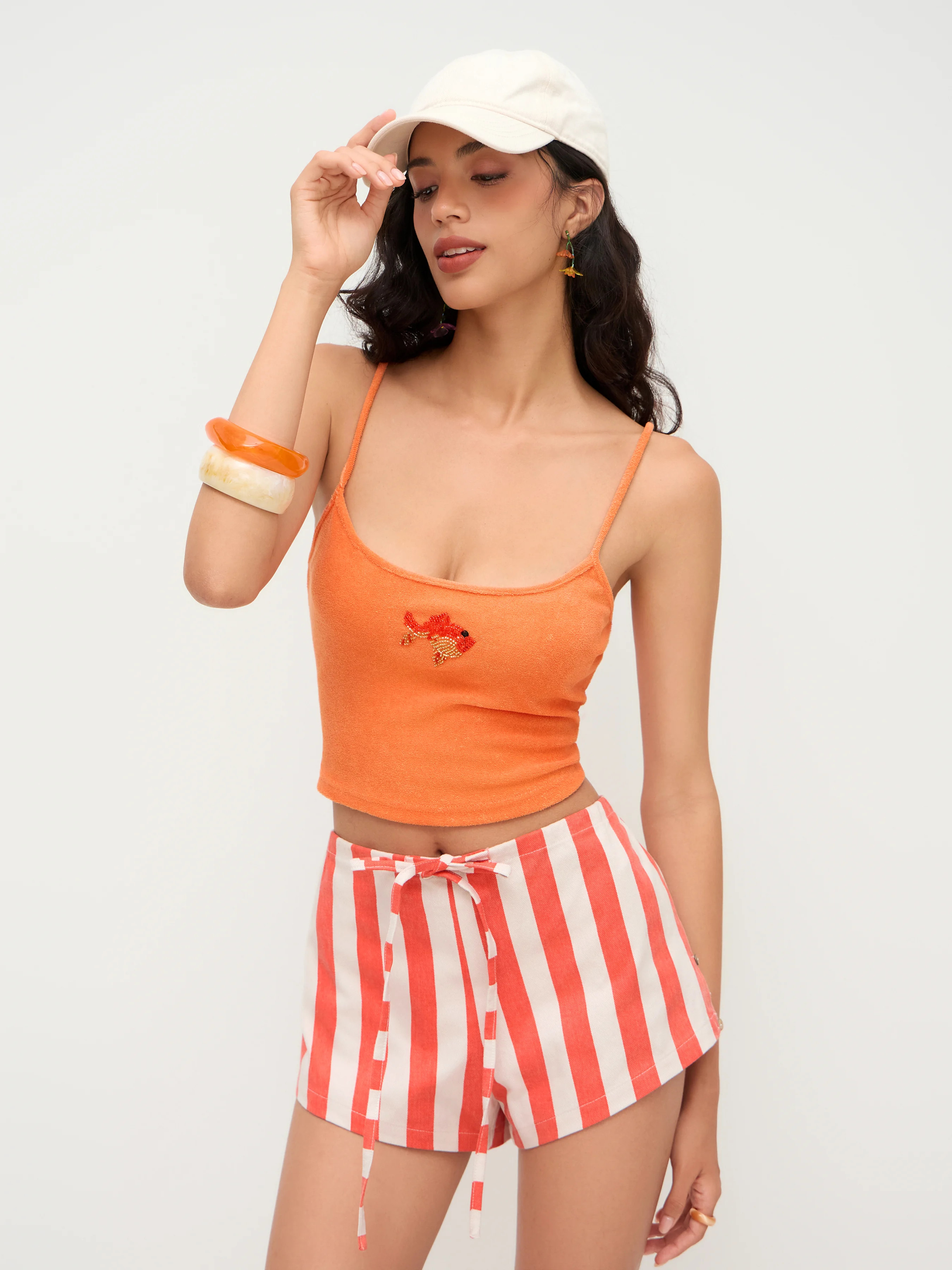Terry Fish Beading Crop Cami Top | Cider