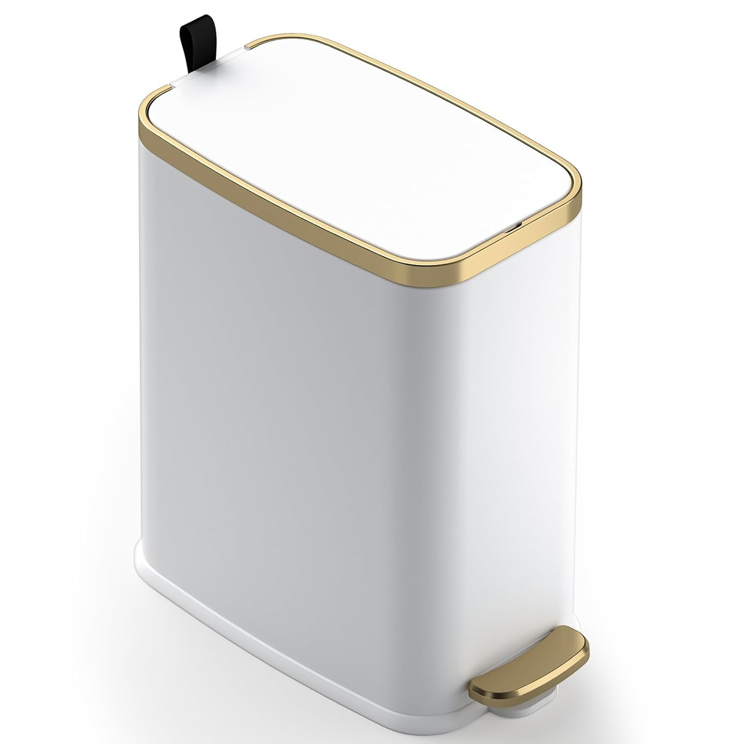 CEROELDA Small Bathroom Trash Can with Lid-5L/1.3 Gal-Soft Close Lid-White | Amazon (US)