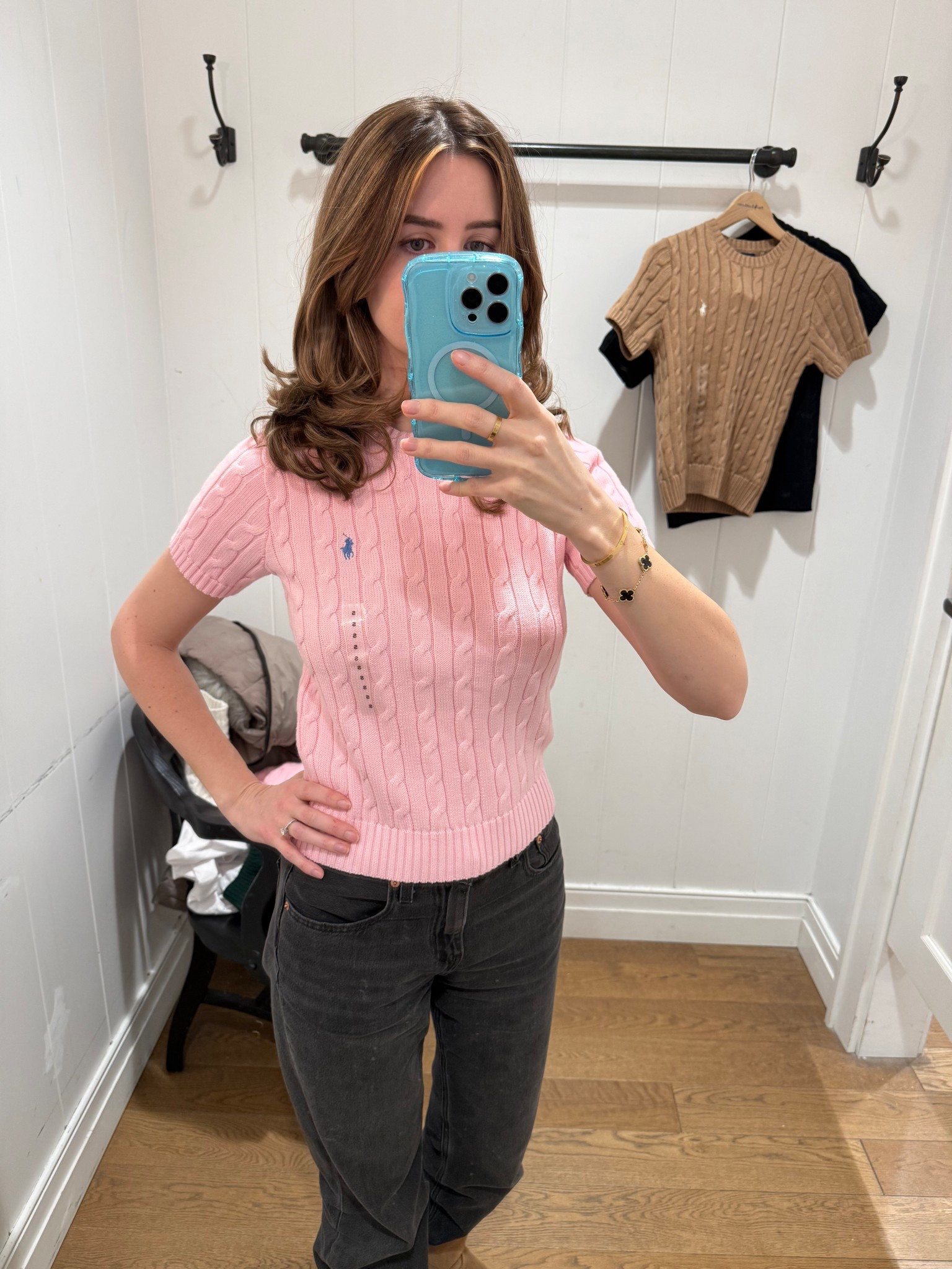 Love this pink color at Ralph Lauren. The Ralph Lauren cable knit sweaters are my favourite! This short sleeve cable knit top makes it less hot because the long sleeves can make me too hot.

#LTKsale #LTKgiftguide #LTKwinter
