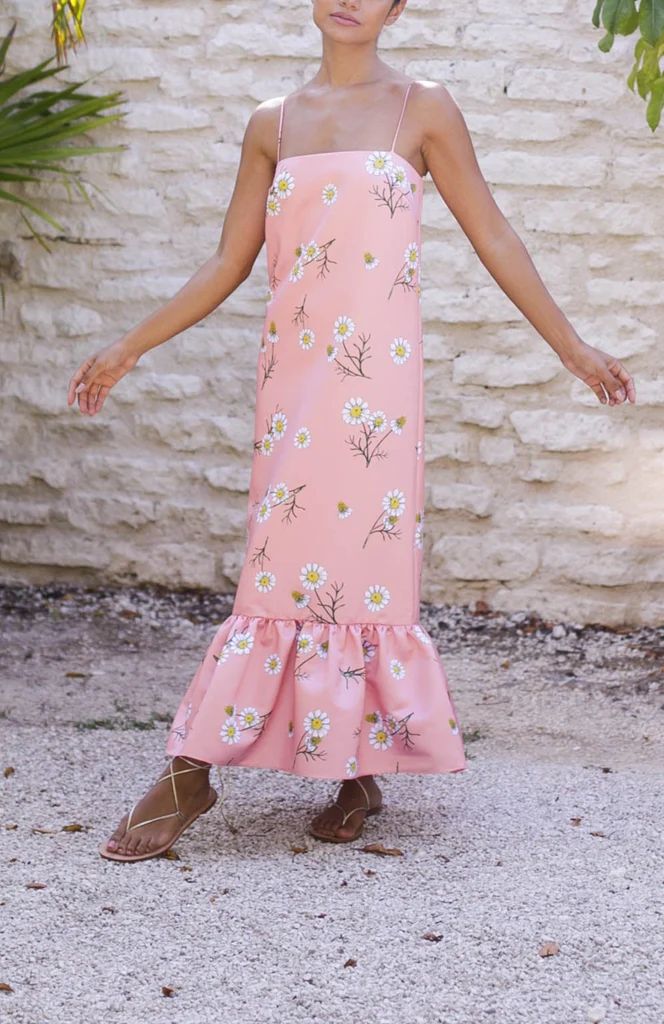 Luella Maxi Dress in Pink Daisy | Over The Moon