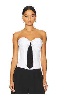GUIZIO Chrys Pinstripe Corset in White & Black from Revolve.com | Revolve Clothing (Global)