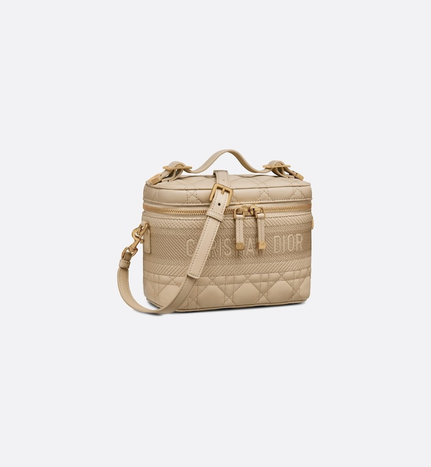 Small DiorTravel Vanity Case Beige Cannage Lambskin | DIOR | Dior Beauty (US)