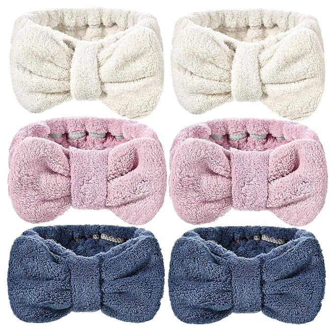 6 Pack Microfiber Bow Tie Headbands Soft Makeup Headband for Women&Girls Headband for Washing Fac... | Amazon (US)