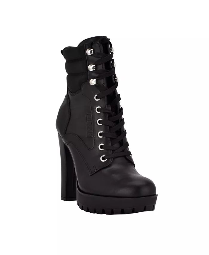 GUESS Women's Talore Heeled Hikers Lug Sole Lace Up Bootie & Reviews - Booties - Shoes - Macy's | Macys (US)