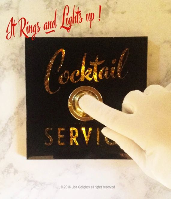COCKTAIL SERVICE Ringing & Light Up Sign with Button | Etsy (US)