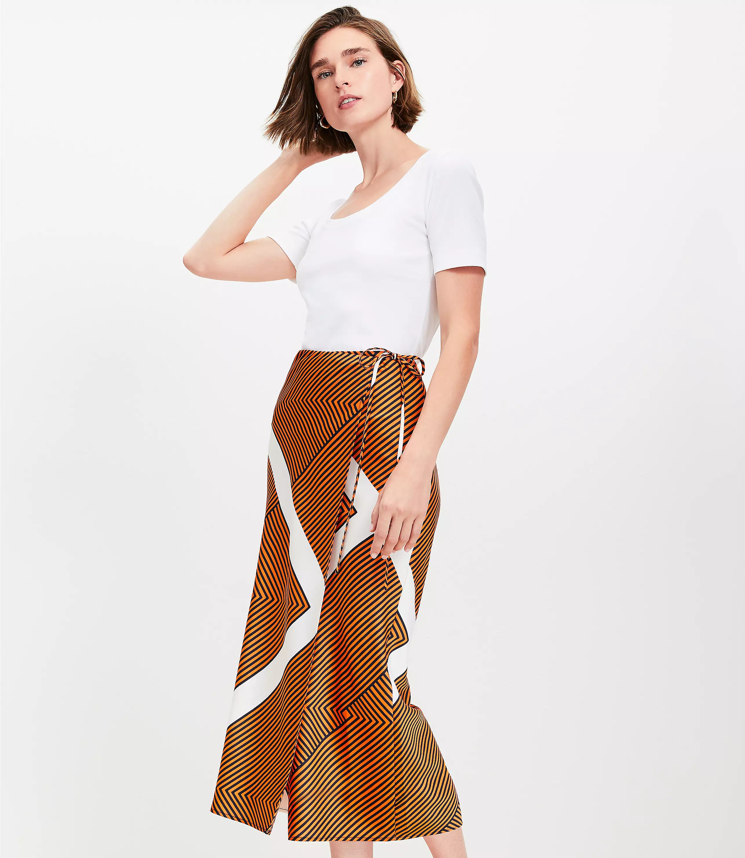 Striped Satin Bias Midi Wrap Skirt | LOFT