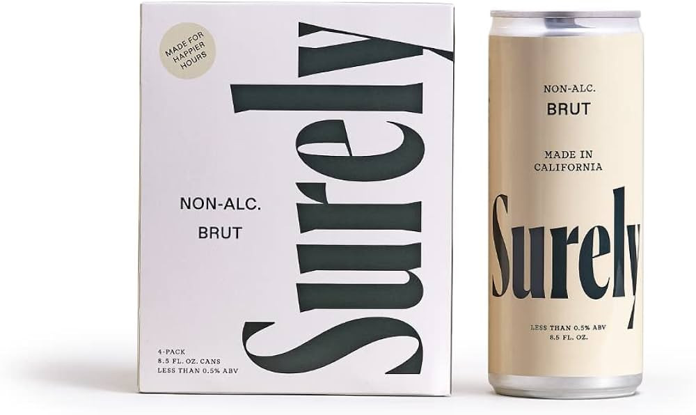 Surely Non-Alcoholic Sparkling Brut Cans, Dealcoholized California Dry Brut, 1g Sugar, 40 Calorie... | Amazon (US)