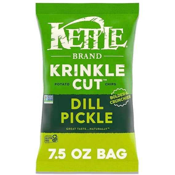 Kettle Brand Potato Chips Krinkle Cut Dill Pickle, 7.5 Oz | Amazon (US)