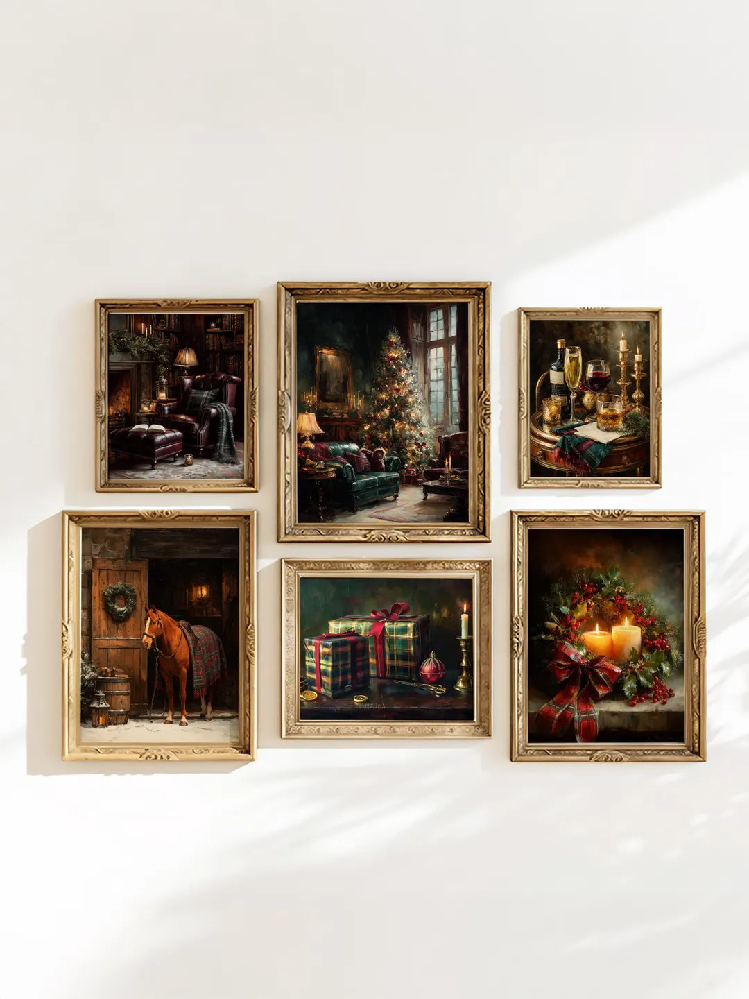 Equestrian Tartan Christmas Prints: Ralph Lauren Inspired Vintage Holiday Wall Art Digital Downlo... | Etsy (US)