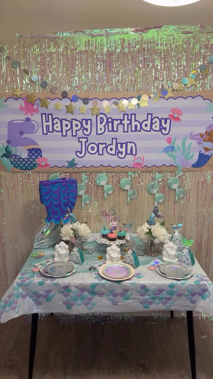 We’re Diving Into FIVE with this perfect Mermaid Sparkle dream 🧜🏽‍♀️✨ #OTCpartner ✨ comment PARTY for a DM with the link to shop our party essentials! 

🧜🏽‍♀️✨ From the iridescent details to the cutest party favors, we were able to grab everything we needed from @orientaltrading and it came together so perfectly!! 💜💙

#5thbirthday #kidsbirthdayparty #diveinto5 #diveintofive
