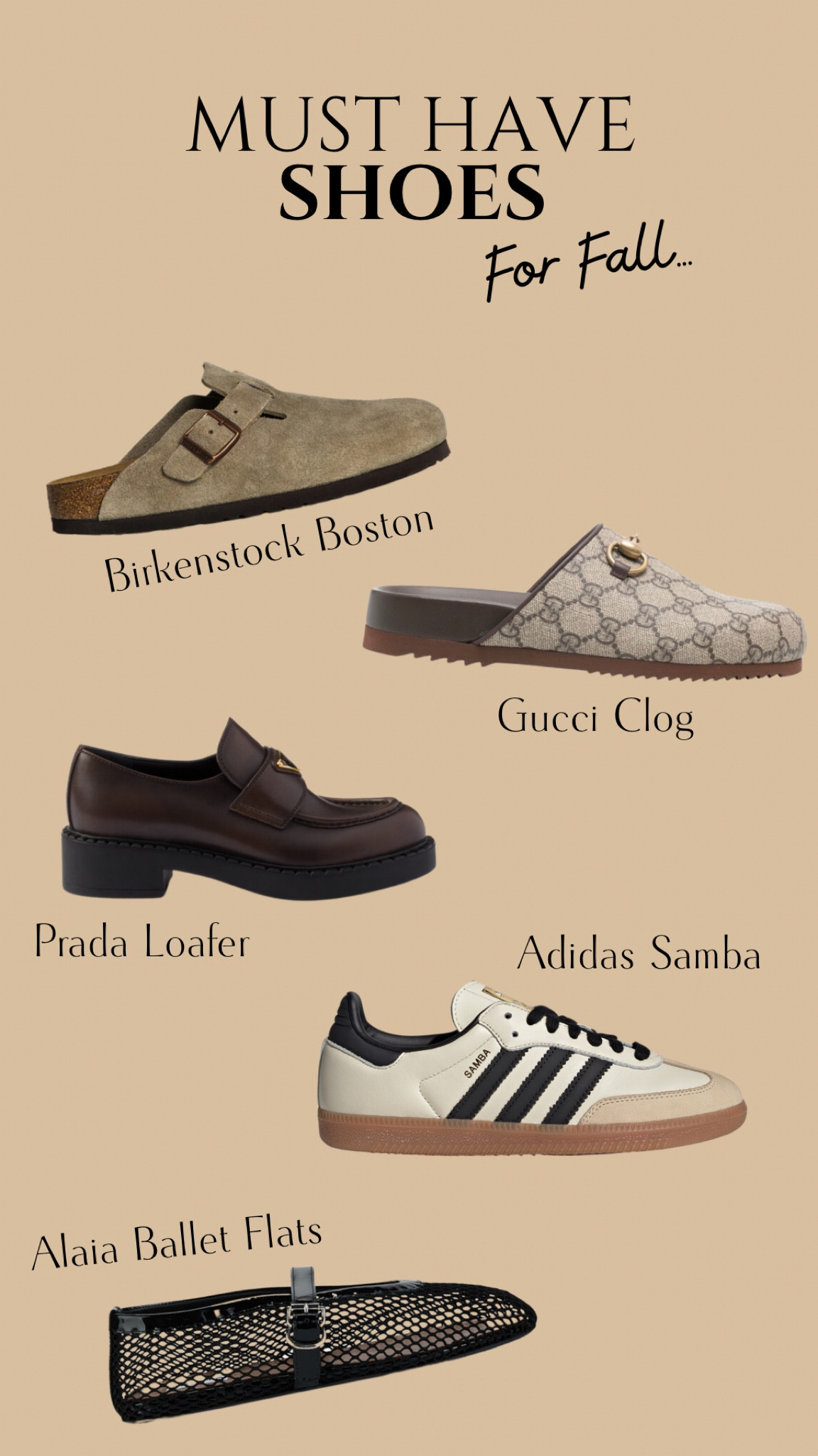 My favorite fall shoes…Xo #gucciclogs #guccishoes #birkenstockboston #adidassamba #pradaloafers #alaiaballetflats #fallshoes #falltrends #fallfashion

#LTKcanada #LTKstyletip #LTKautumn