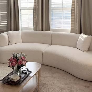 Acanva Modern Curved Sectional Living Room Couch, Minimalist Comfy Boucle Fabric Modular Sofa for... | Amazon (US)