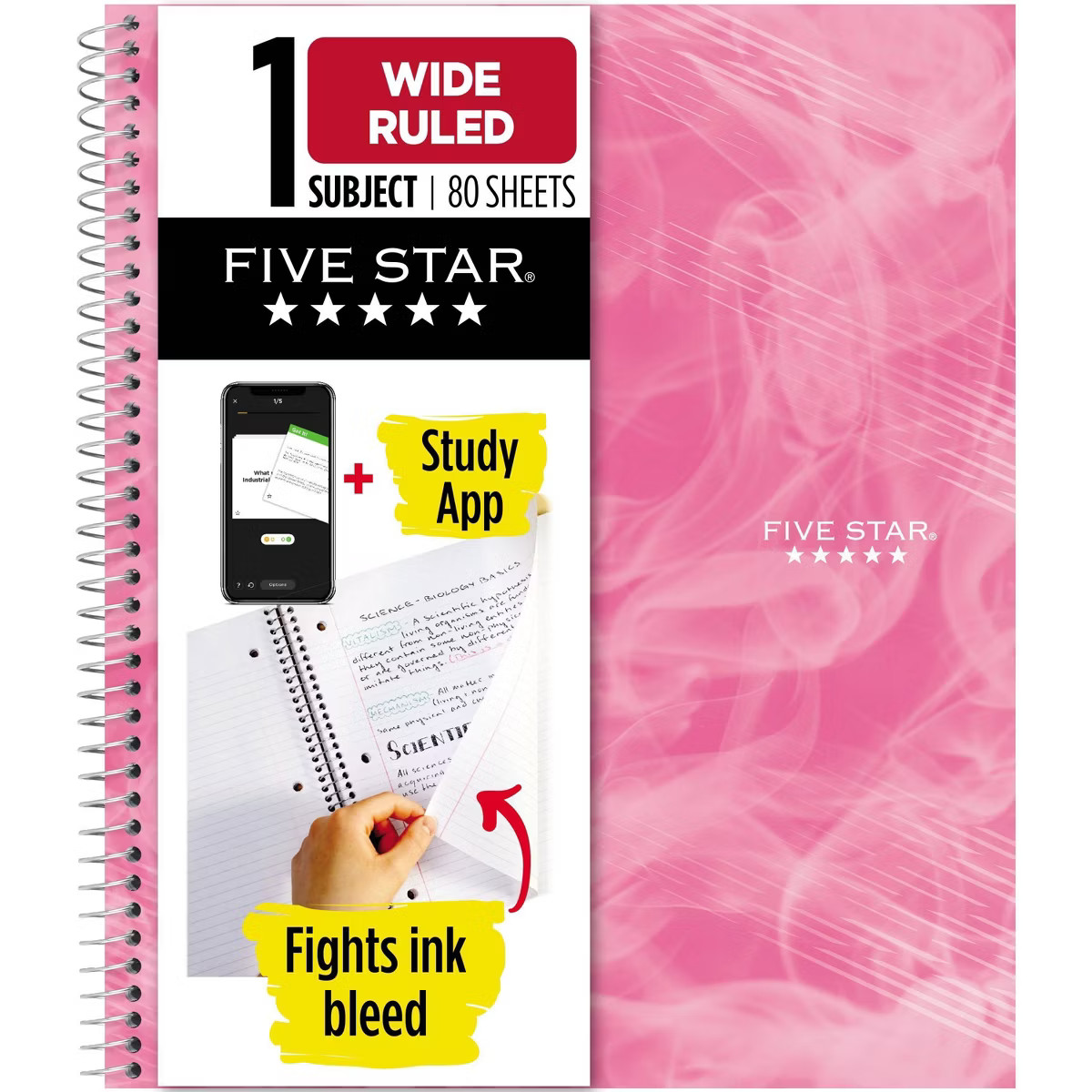 Five Star Active 1 Subject 80ct Wide Ruled Notebook Pink | Target