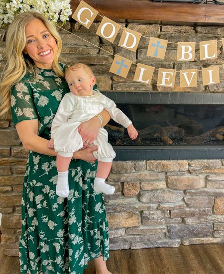 What to wear to your baby’s baptism! I love this dress, it was comfortable, beautiful, and easy to maneuver in with my wiggly eight month old and two other kids lol! 

#LTKwedding #LTKSeasonal #LTKfamily