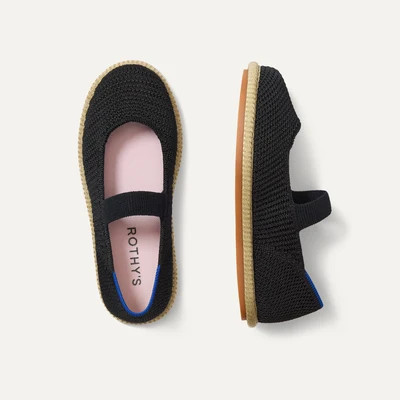 The Mini Mary Jane (for Kids) - Black Raffia-Knit | Rothy's