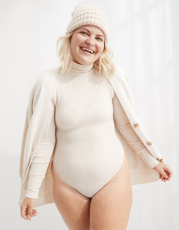Aerie Ribbed Long Sleeve Turtleneck Bodysuit | American Eagle Outfitters (US & CA)