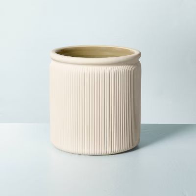 Ribbed Ceramic Grapefruit Basil Jar Candle Sage Green 14oz - Hearth &#38; Hand&#8482; with Magnol... | Target