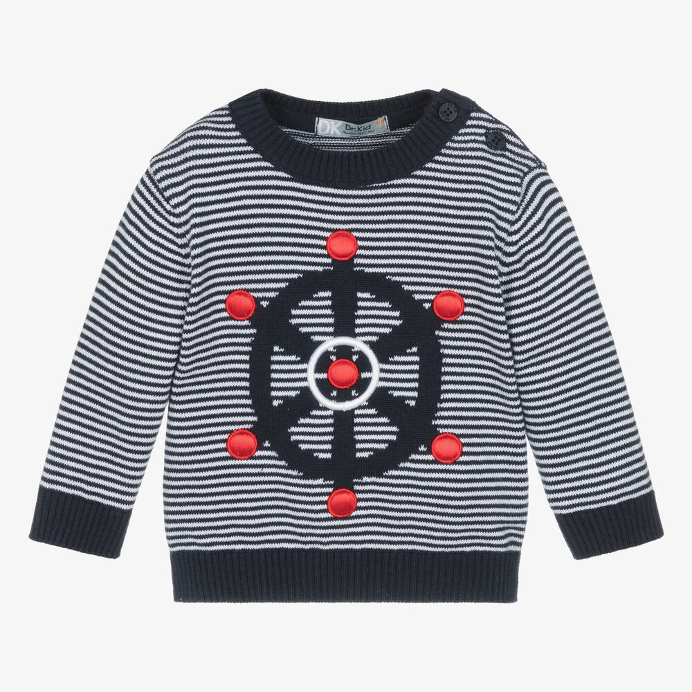 Boys Blue Stripe Sailor Sweater | Childrensalon
