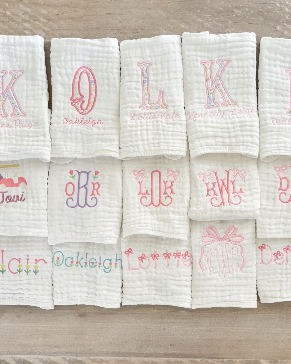 Adorable monogrammed burp clothes and bibs! 

#LTKSeasonal #LTKmomlife #LTKBaby