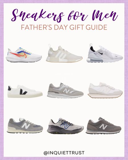 Father's day gift idea: cool white, gray, and neutral sneakers!     

#giftsforhim #shoeinspo #mensfashion #splurgegifts #mensfootwear

#LTKGiftGuide #LTKshoecrush #LTKmens