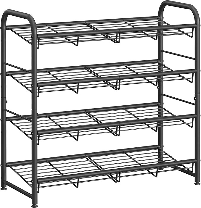 SONGMICS Stackable Shoe Rack, 4 Tier Metal Shoes Rack Storage Shelf, Holds up to 16 Pairs Shoes, ... | Amazon (US)