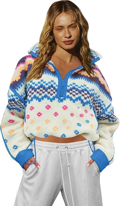 LAMISSCHE Women Fleece Half Zip Sweatshirt Long Sleeve Sherpa Jacket | Amazon (US)