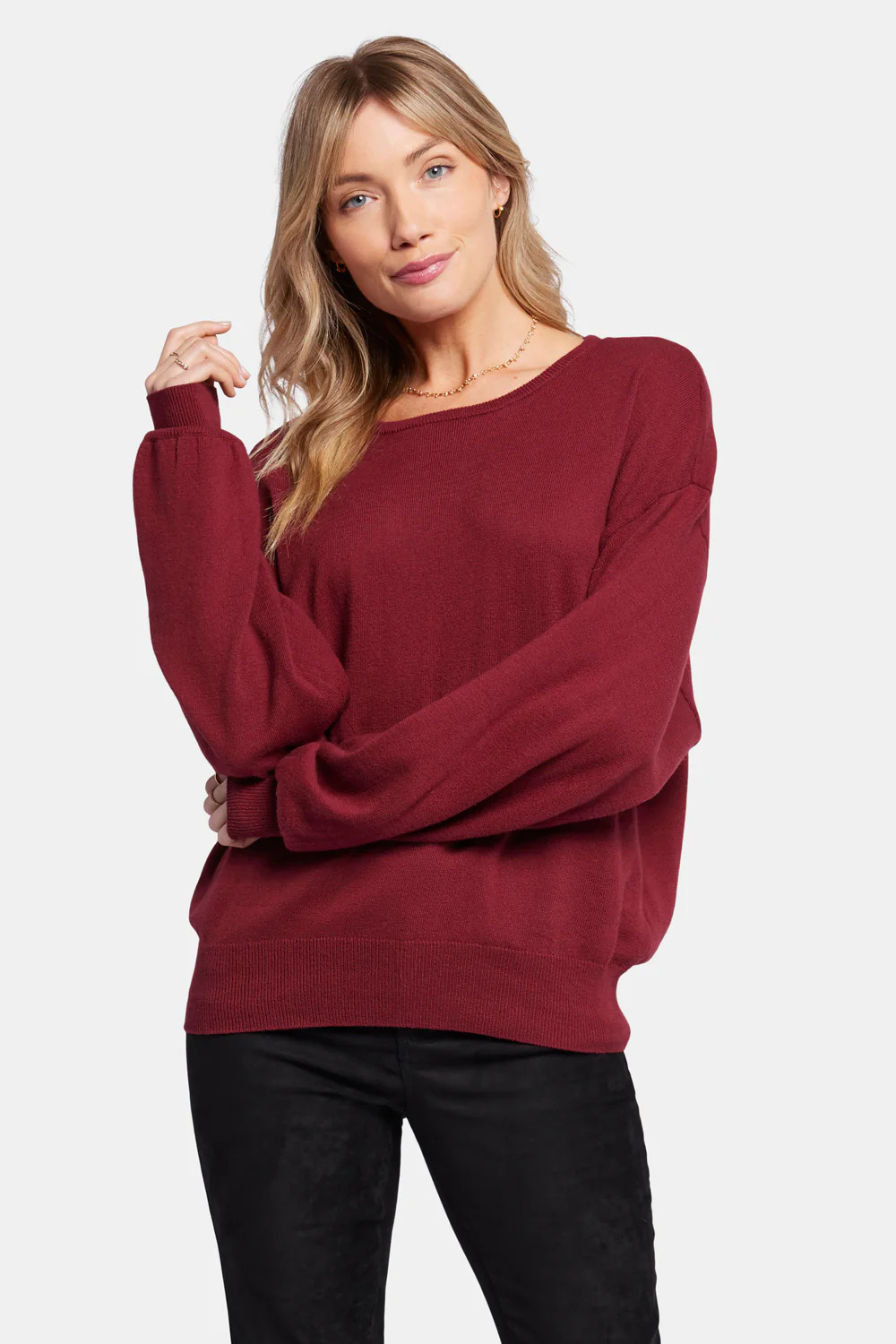 Dolman Sleeved Boatneck Sweater - Black | NYDJ