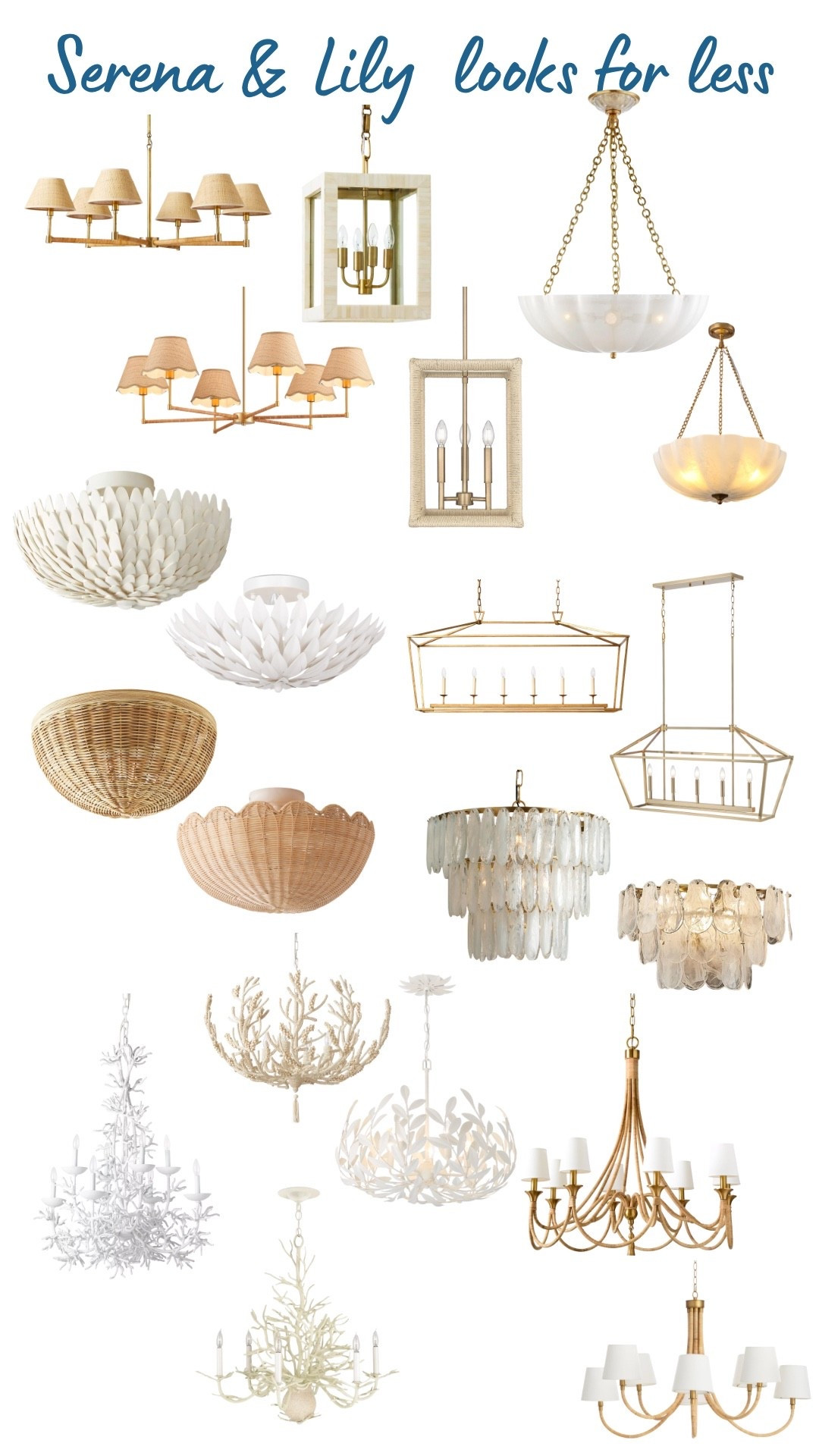 Serena and Lily chandelier looks for less designer dupes chandeliers pendants bathroom fixtures over bathtub chandelier semi flush mount flush mount island lights pendants Sanibel rattan chandelier well then chandelier shell chandelier beach house chandelier Coastal grand millennial