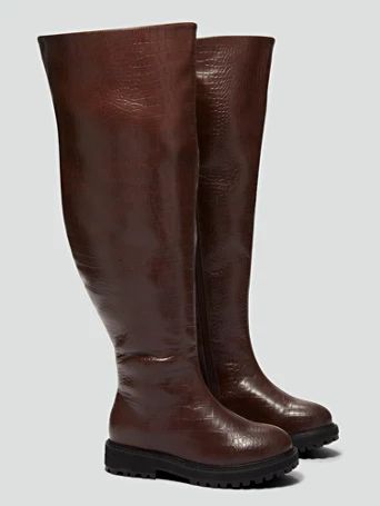 Malia Over-The-Knee Crocodile Texture Boots - Fashion To Figure | Fashion to Figure