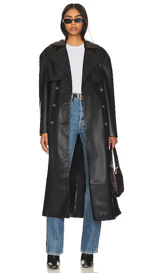 BLANKNYC Faux Leather Trench Coat in Black. - size L (also in M) | Revolve Clothing (Global)