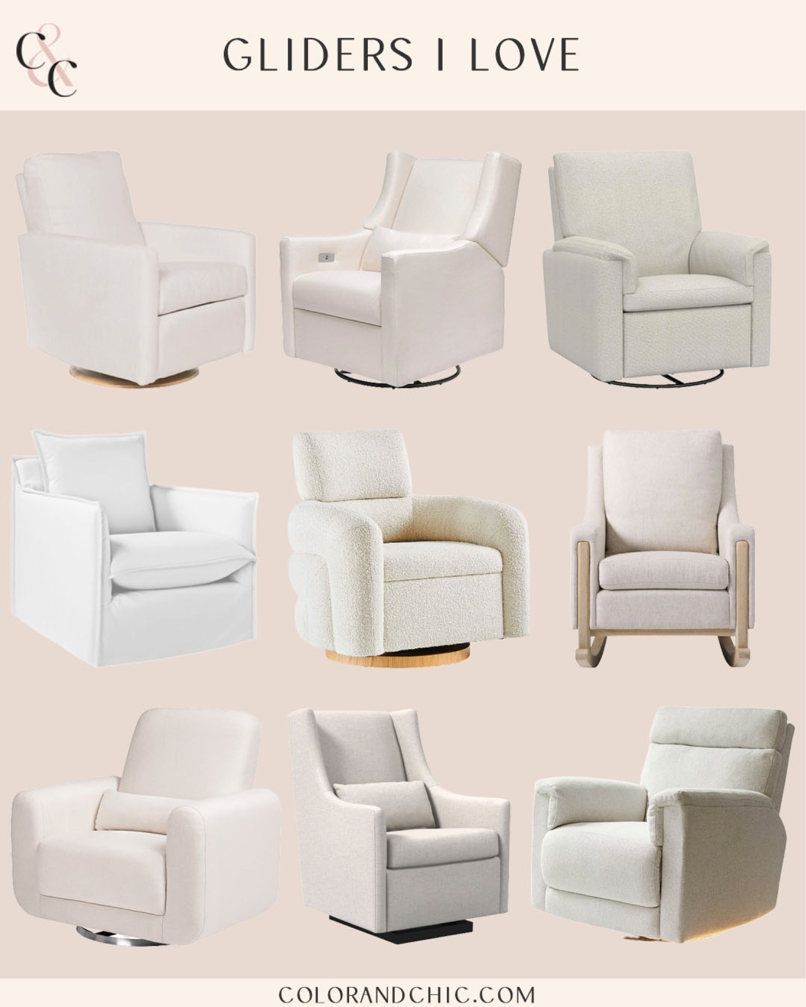 Gliders I love for the nursery! Most of these are performance fabric including my Oilo glider. All are in a variety of price ranges for baby girl or baby boy nursery. Love the white and creams, because it can be re-used and goes with any color scheme! 

#LTKstyletip #LTKhome #LTKbaby