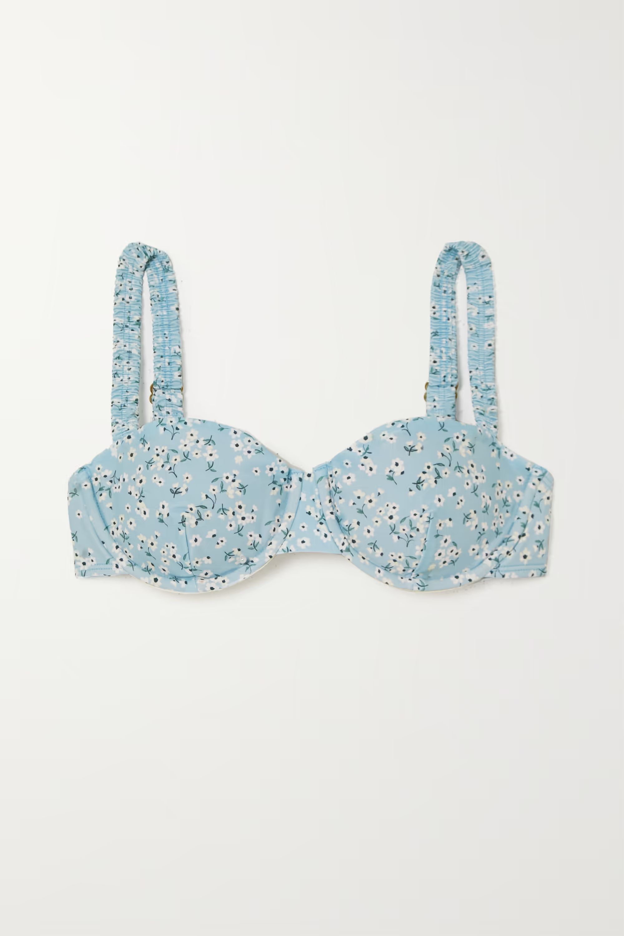 + NET SUSTAIN Holiday floral-print stretch-ECONYL underwired balconette bikini top | NET-A-PORTER (US)
