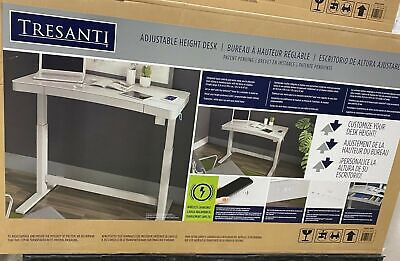 Adjustable Height Desk Tresanti White 47" Sit/Stand Wireless Charging Control | eBay US