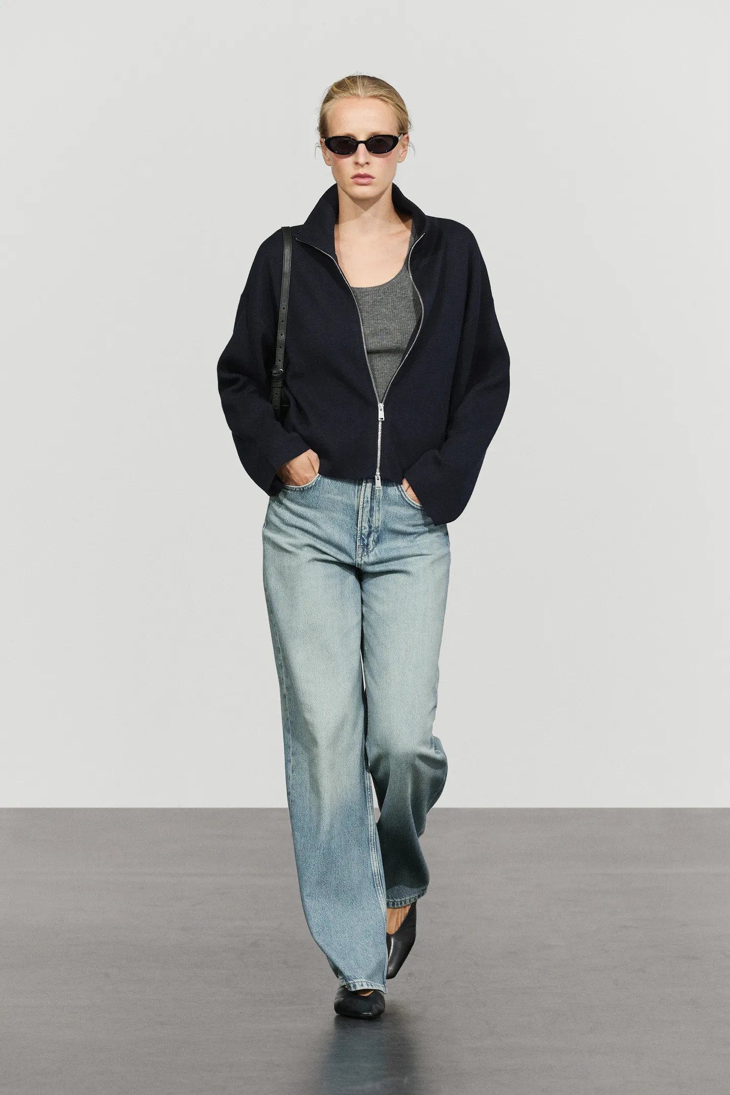 Cotton knit zip-up jacket | Massimo Dutti UK