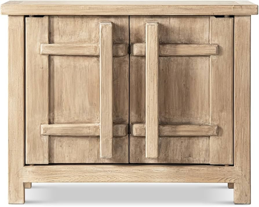 Jennifer Taylor Home Rowan 48" Solid Reclaimed Pine 2-Door Crossbar Accent Storage Cabinet, Herit... | Amazon (US)
