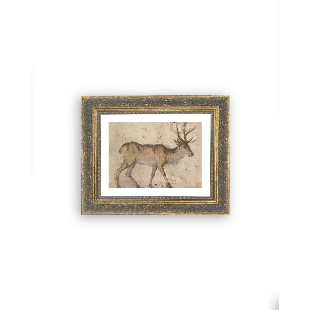Petal Lane 10"x8" Vintage Reindeer Patina Gold Framed Art | Target