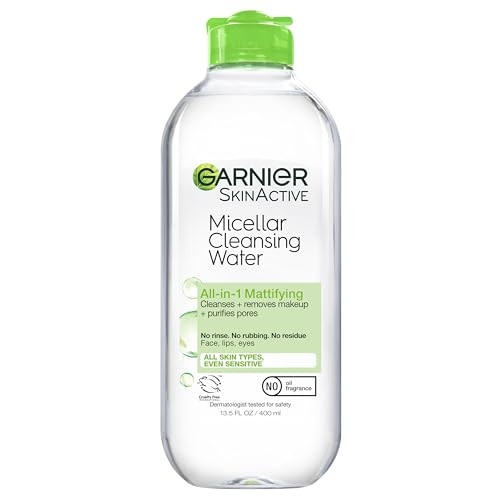 Garnier Micellar Water for Oily Skin, Facial Cleanser & Makeup Remover, Mattifying, For All Skin Types, Vegan, Cruelty Free, 13.5 Fl Oz (400mL), 1 Count | Amazon (US)
