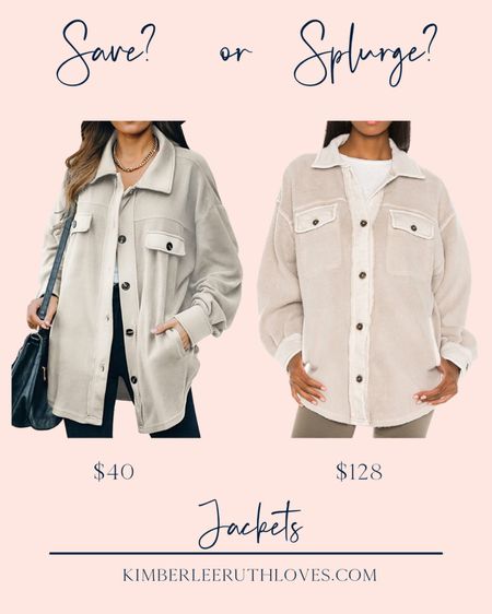 Save or splurge on these jackets to complete your everyday look!

#savevssplurge #fashionfinds #bestdupes #casualstyle

#LTKunder50 #LTKstyletip #LTKFind