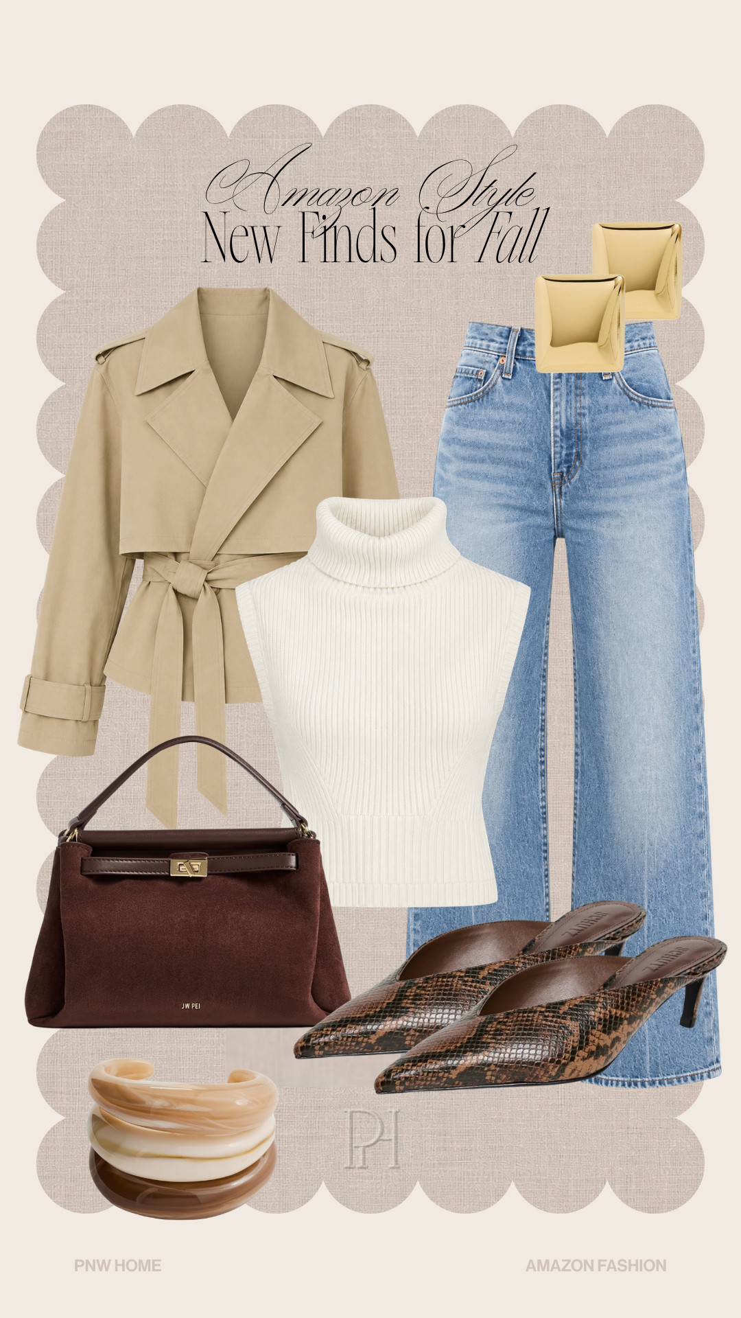 Super chic fall fashion finds on Amazon!

fall style, fall outfit, fall looks, flared jeans, wide leg jeans, faux snake skin shoes, kitten heels, brown heels, brown handbag, designer clothes, cropped trench coat, fall jacket, fall coat, neutral fashion, sleeveless sweater, sweater tank top, turtleneck sweater, white sweater, office casual, fall date night look 

 #LTKgrwm #LTKootd #LTKSeasonal