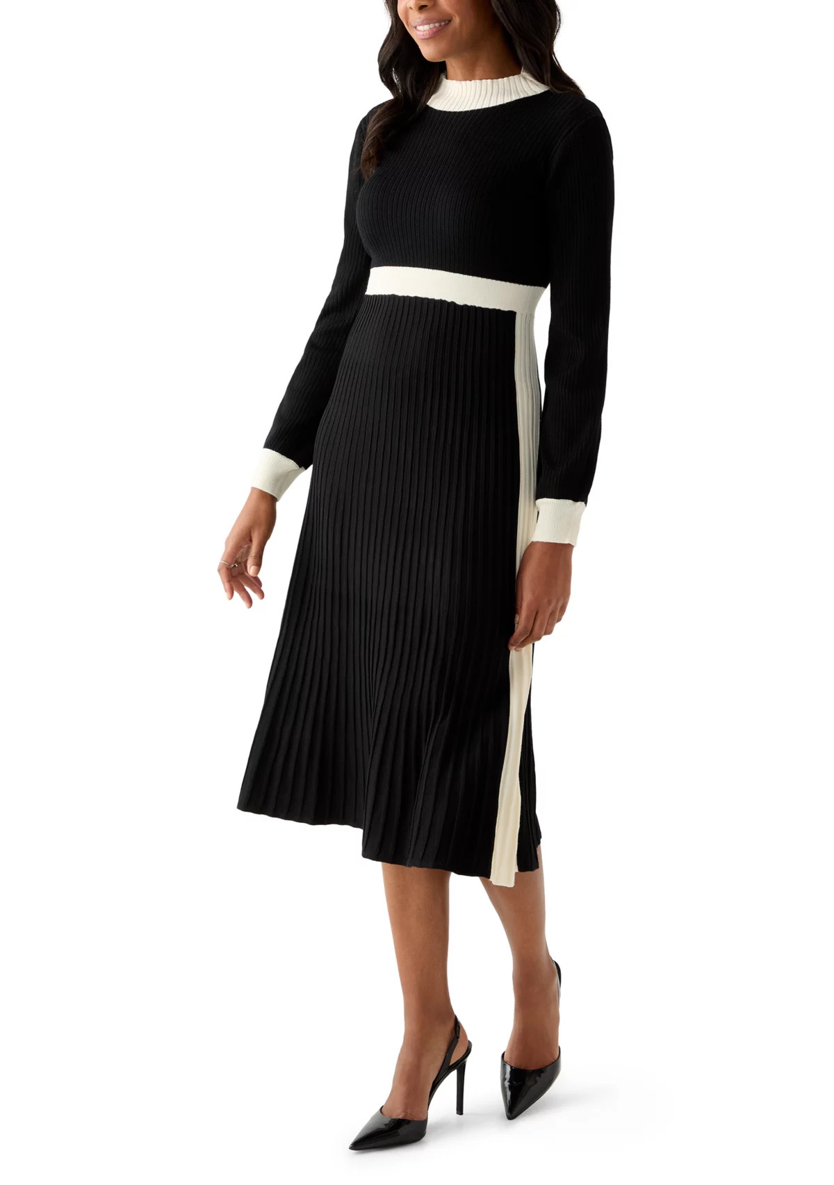 Sandra DarrenWomen's Long Sleeve Mock Neck Sweater Midi Dress | Belk