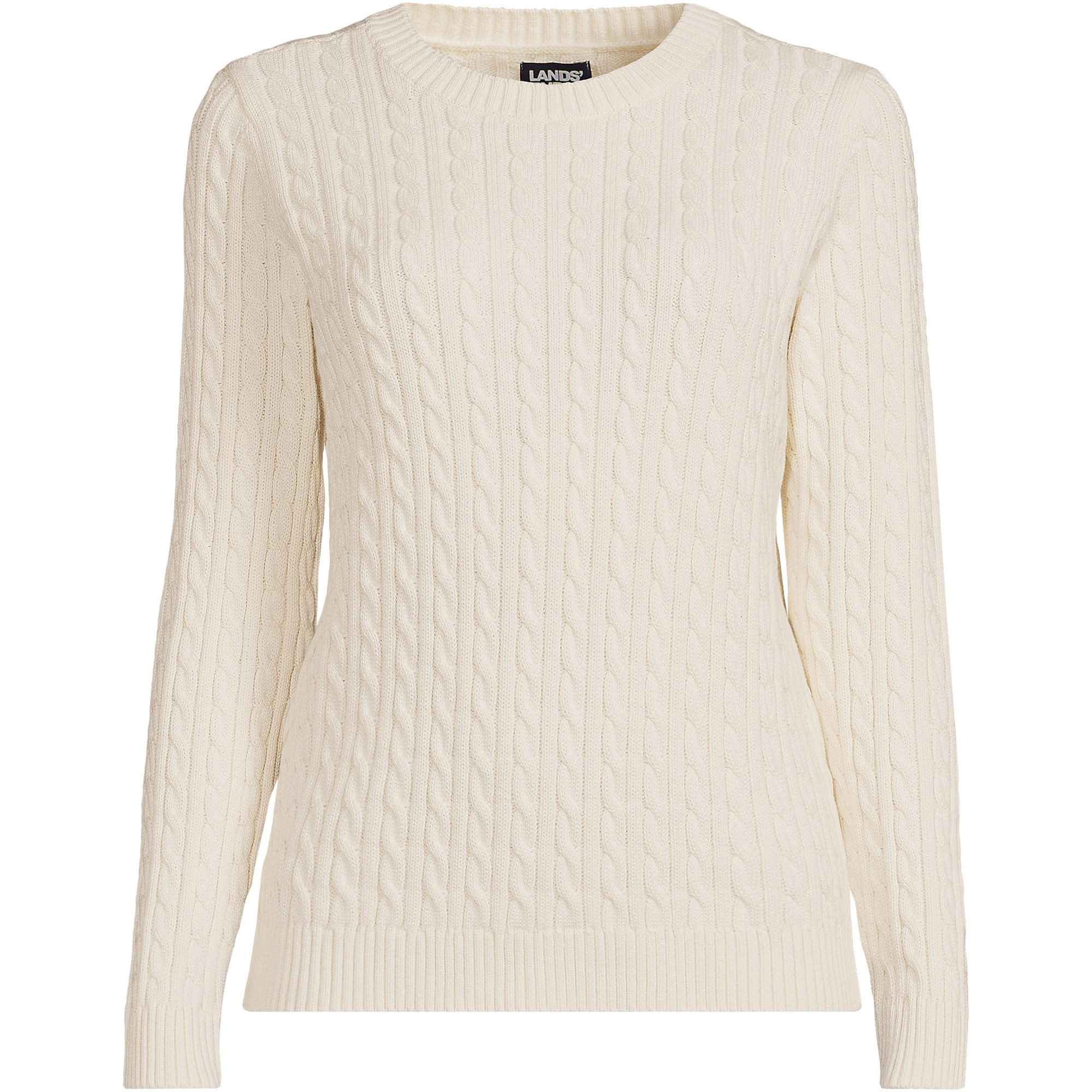 Women's Drifter Cable Crew Neck Sweater | Lands' End (US)