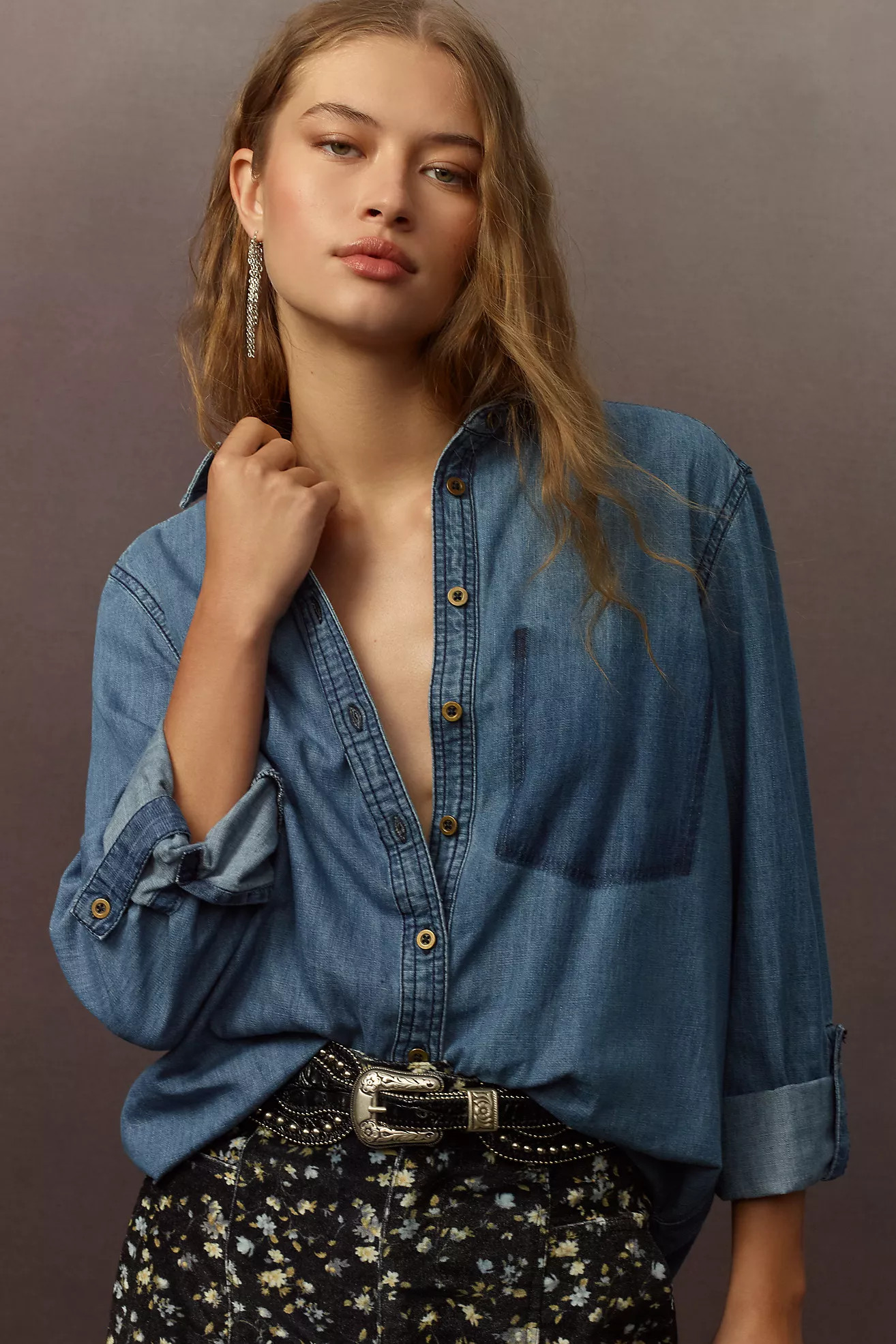 Pilcro Denim Buttondown Shirt | Anthropologie (US)