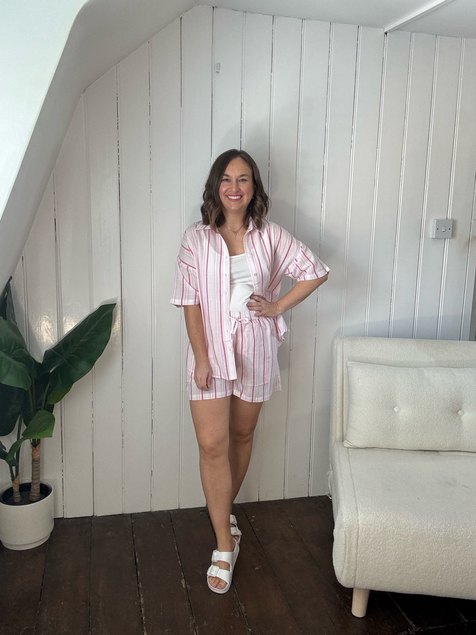 Petite summer holiday outfit, stripe shorts and shirt coord set 🩷

#LTKsummer #LTKpetite #LTKstyletip