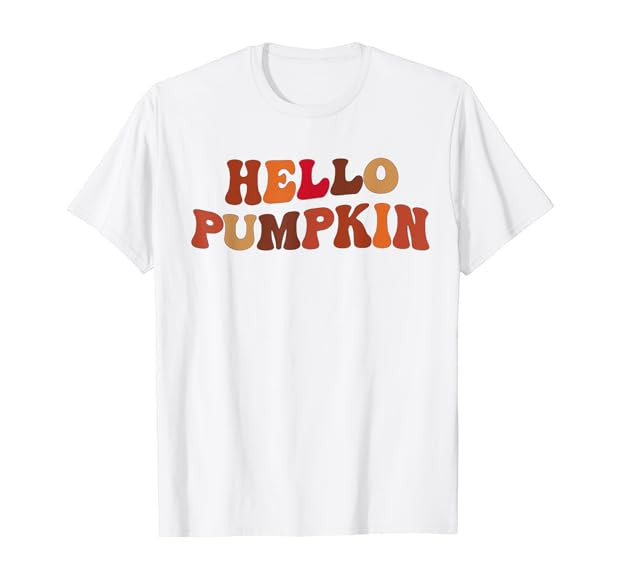 Happy Fall Hello Pumpkin Retro Fall Autumn Vibes T-Shirt | Amazon (US)