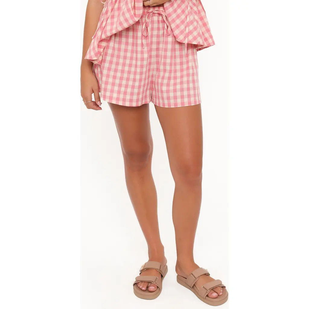 Petal & Pup Rory Gingham Cotton Shorts in Pink Gingham at Nordstrom, Size Medium | Nordstrom