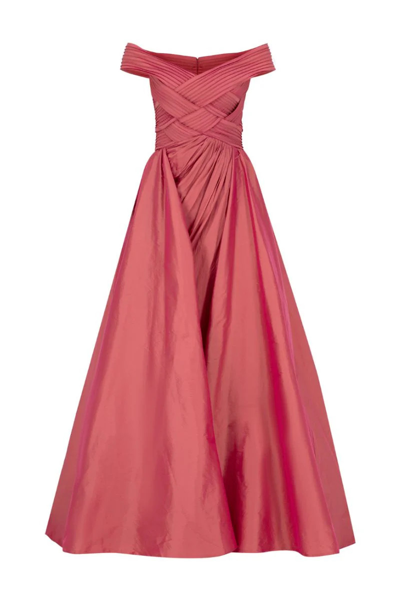 BONNY TERRACOTTA WEAVED OVERSKIRT GOWN | Tarık Ediz | CULT MIA | CULT MIA UK LTD