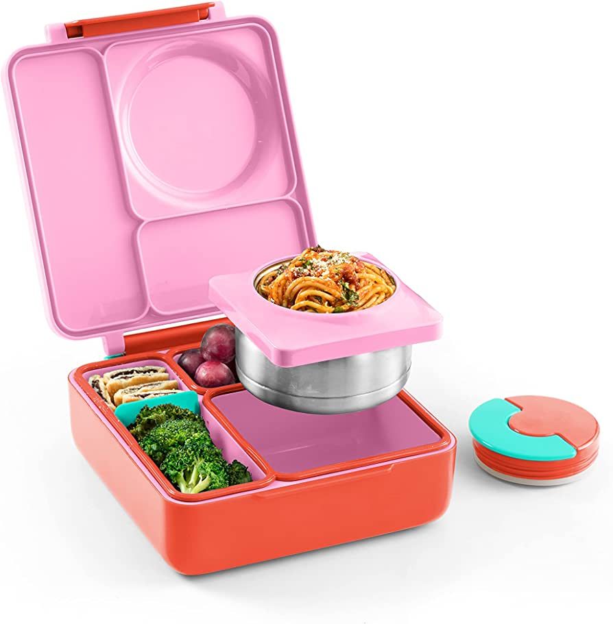 OmieBox Bento Box for Kids - Insulated with Leak Proof Thermos Food Jar - 3 Compartments, Two Tem... | Amazon (US)