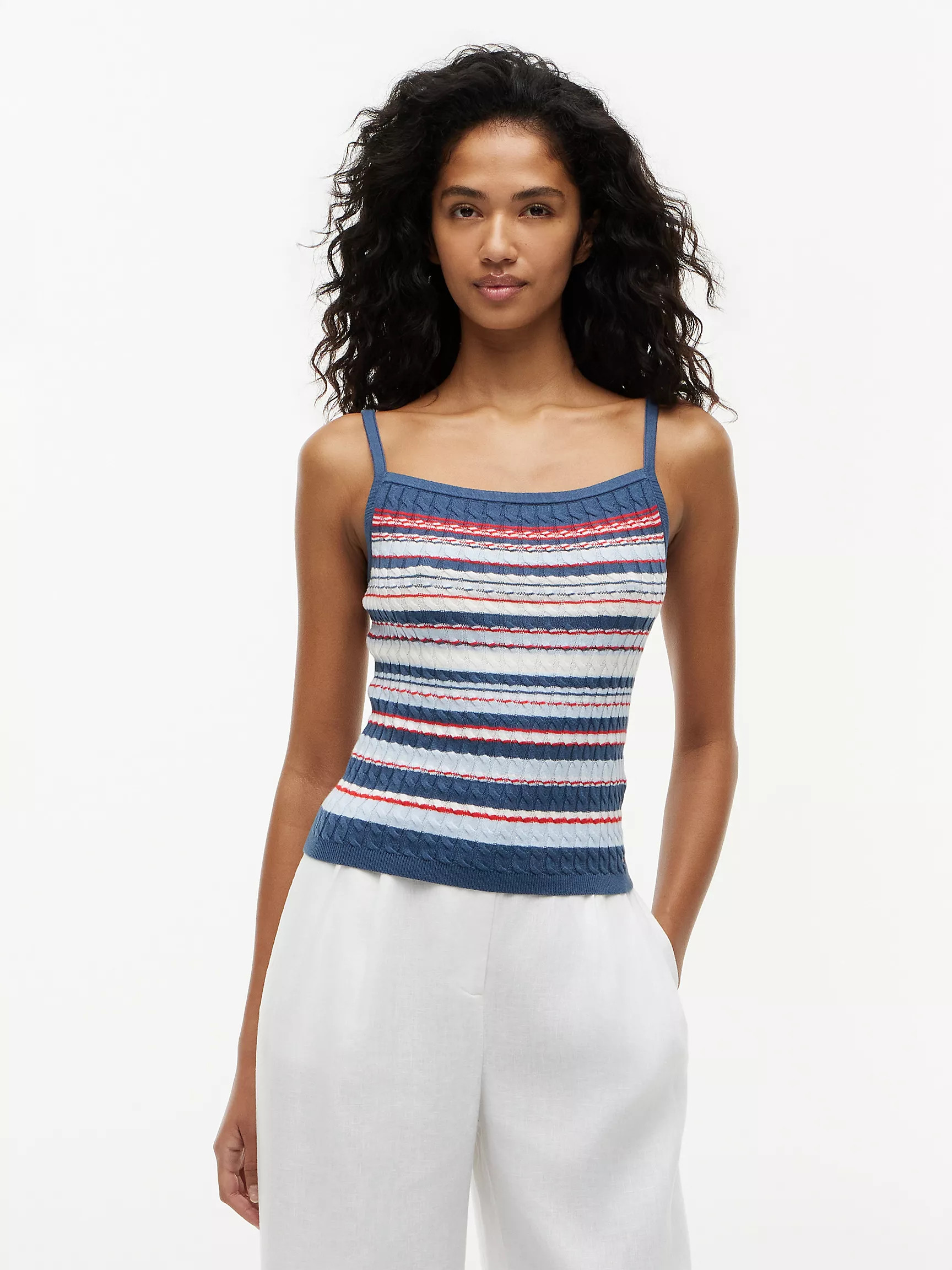 Cable Knit Striped Tank Top | Tommy Hilfiger | Tommy Hilfiger (US)