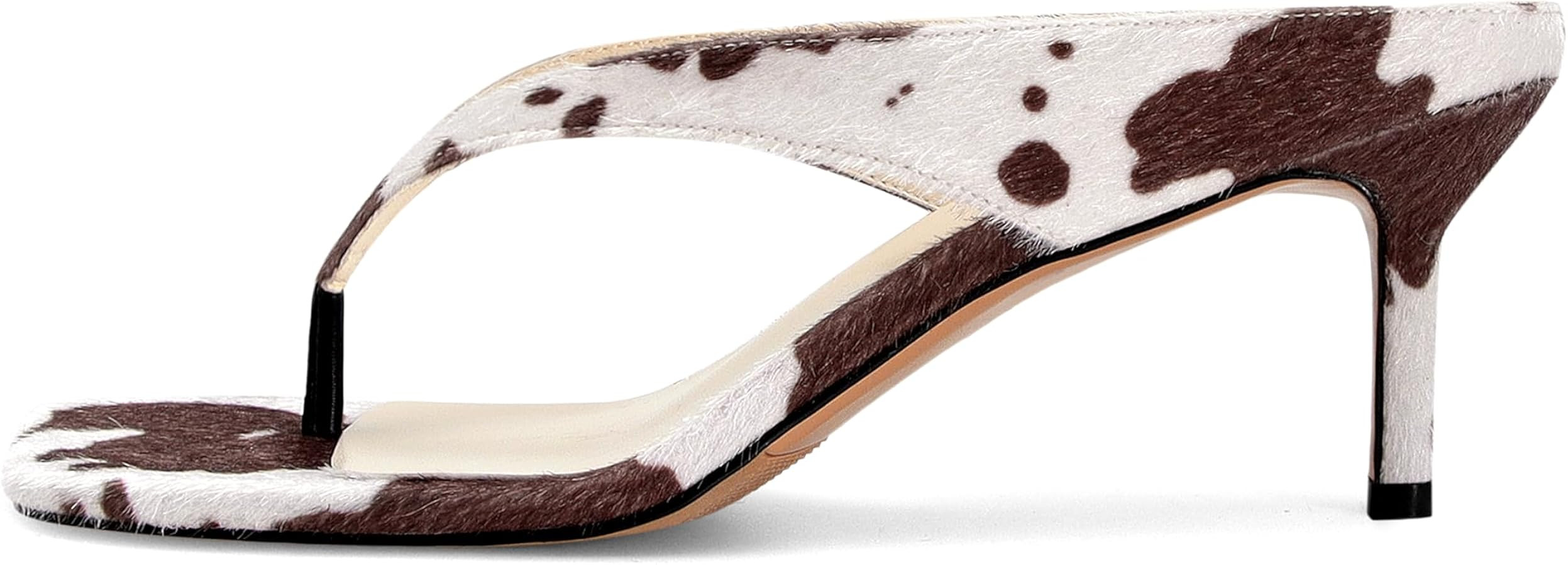 Thong Kitten Heels for Women Square Toe Flip Flop Low Heel Sandals Slip On Slides Comfortable Fas... | Amazon (US)